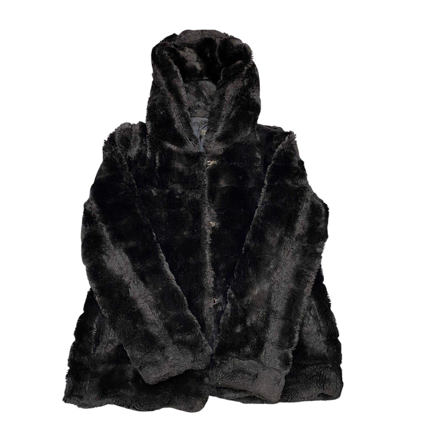 Cunga Cunga Faux Fur Teddy Jacket Womens M Black Long Sleeve Hook & Eye Closure