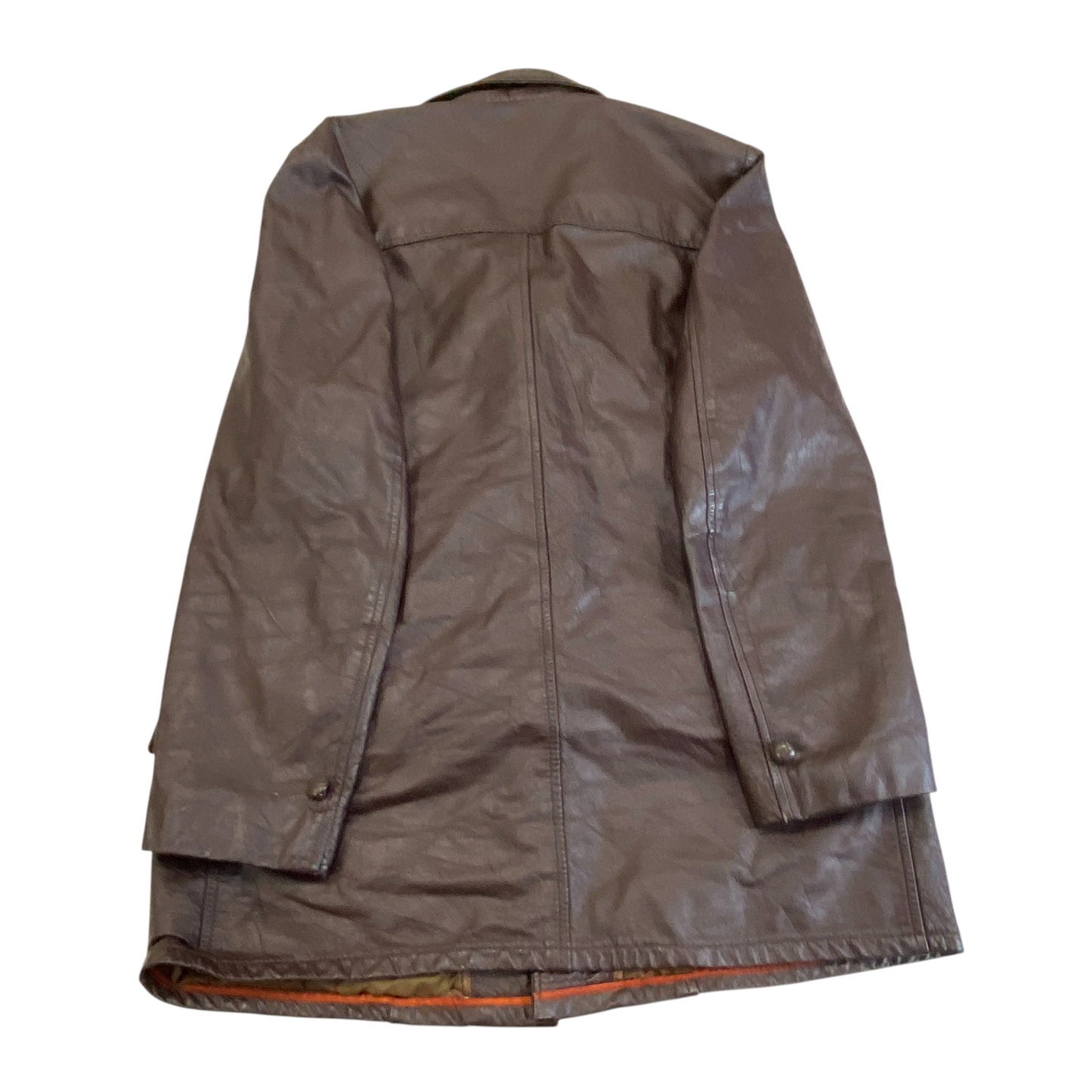 Jacket Mens XL Brown Genuine Leather Long Sleeve Notch Button Front Outdoor