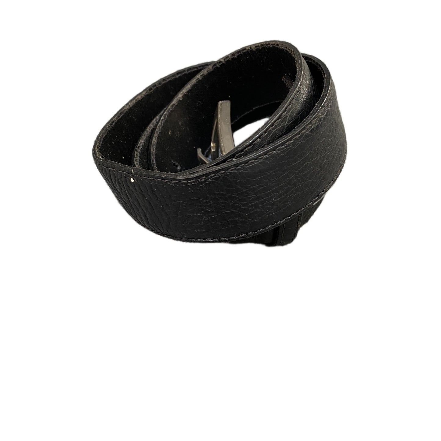 Bugatti Waist Belt Mens Black Leather Adjustable Silver Pin Buckle 34 Inches