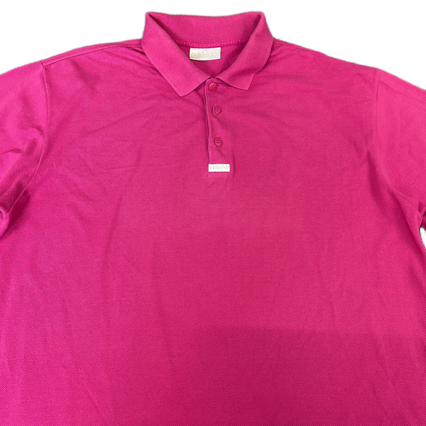 Adidas Polo Shirt Womens Large Pink High Low Slit Short Sleeve Collared Popover