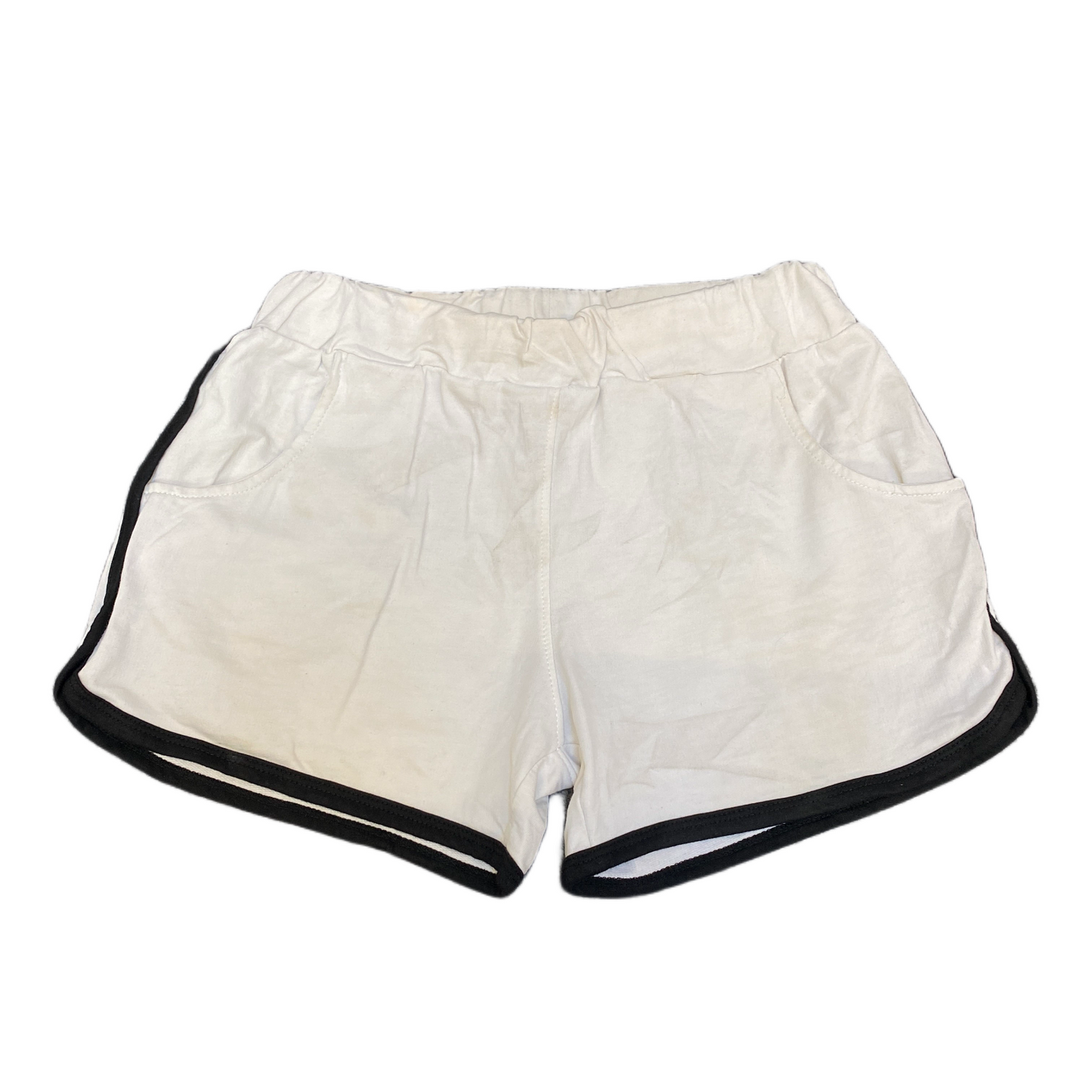 Running Sprinter Shorts Women L 24" Waist White Athletic Gym Workout Dolphin Hem