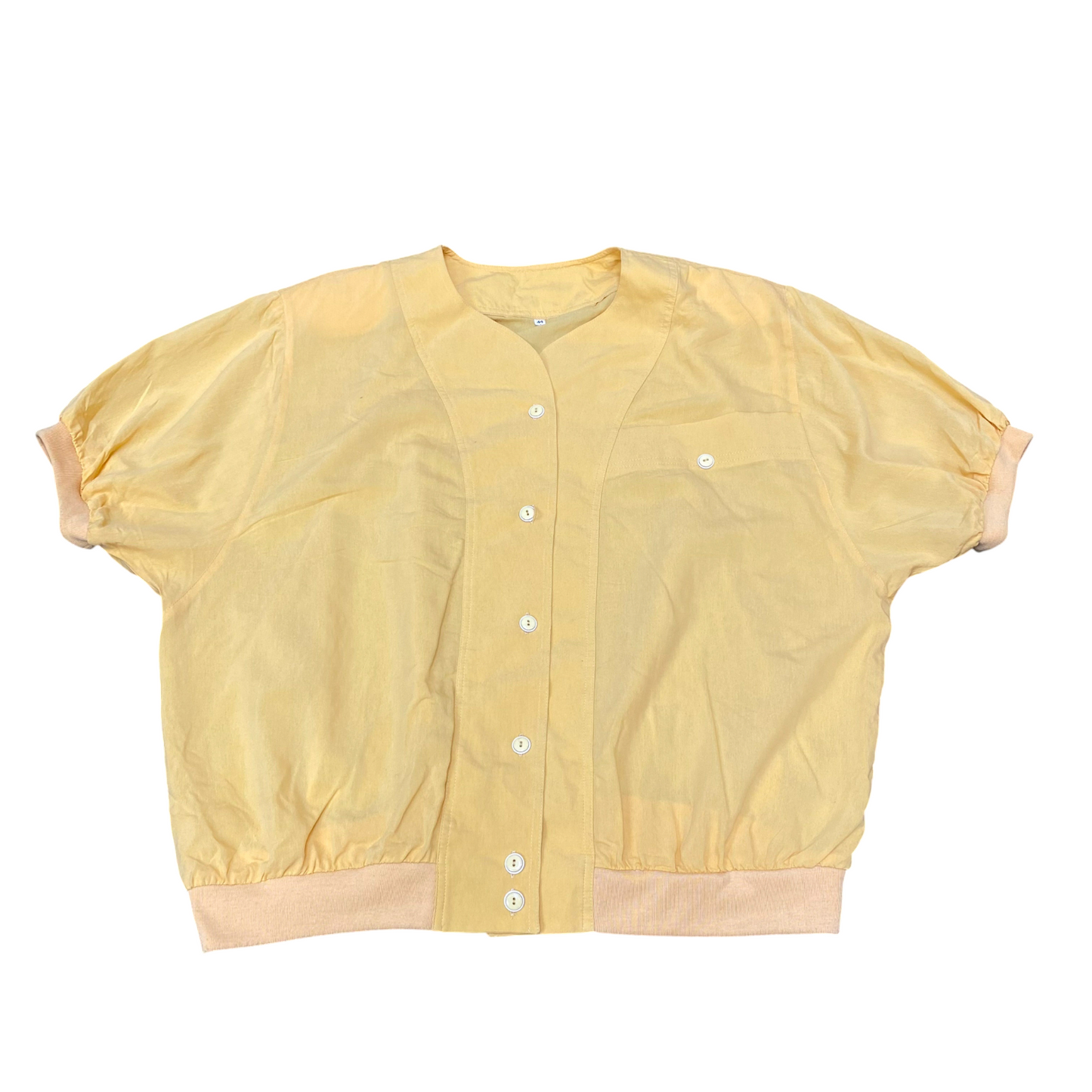 Jacket Womens XL Yellow Solid Short Sleeve Lightweight Button Front Outdoor