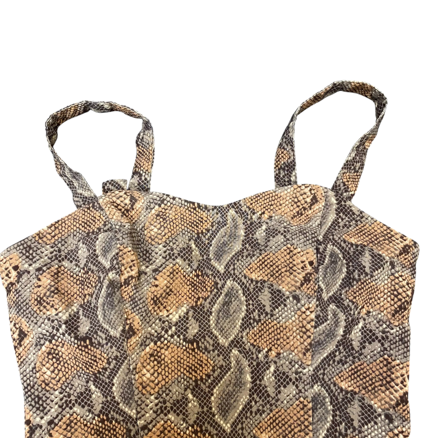Dynamite Corset Top Womens M Brown Snake Print Wide Straps Outdoor Pullover