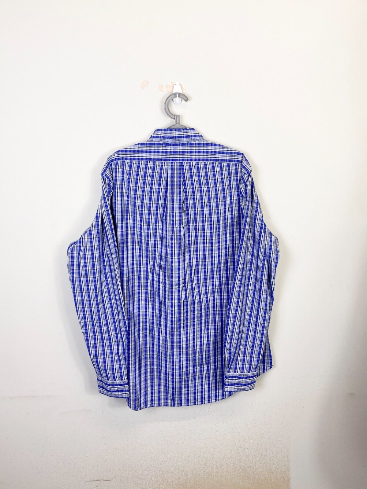 Ralph Lauren Shirt Men XL Blue Plaid Custom Fit Long Sleeve Small Blue Pony Logo