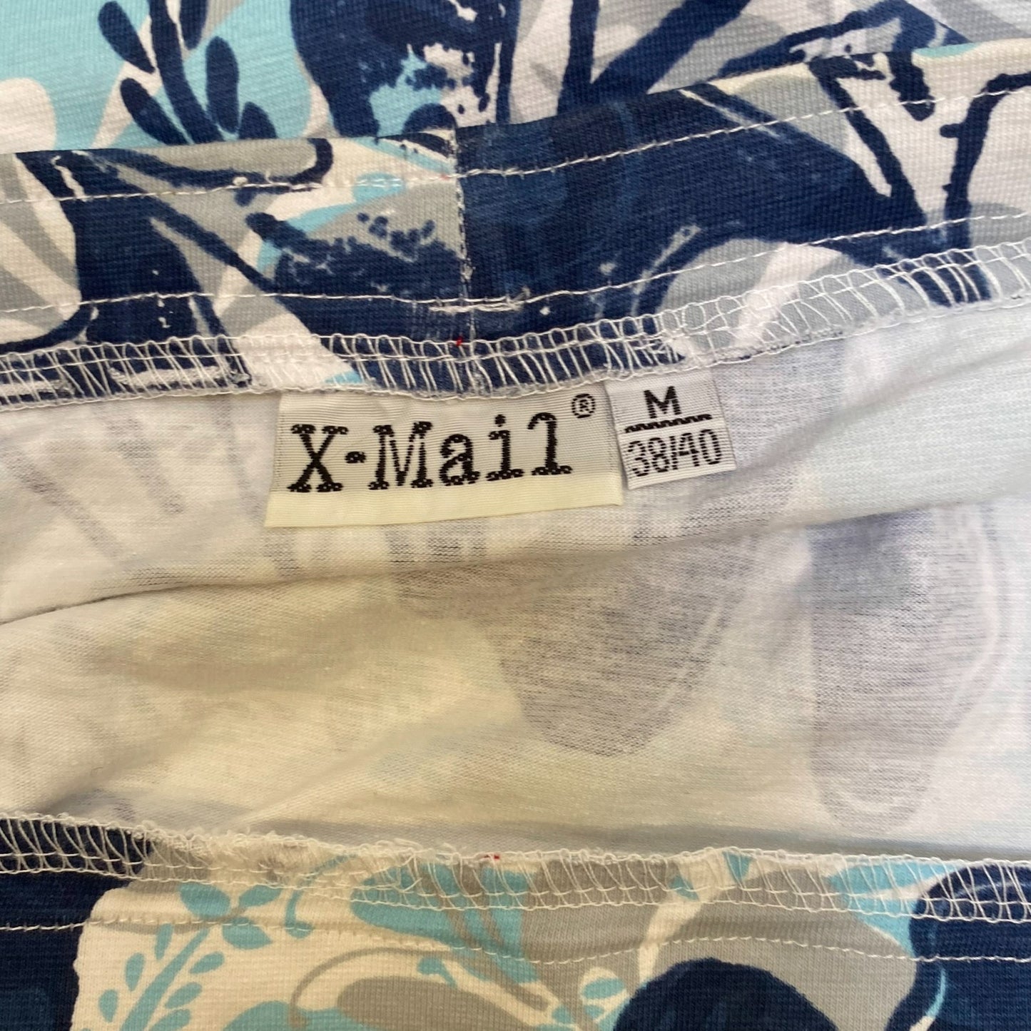 X-Mail Mini Skirt Womens M White Blue Floral Flat Front Outdoor Drawastring