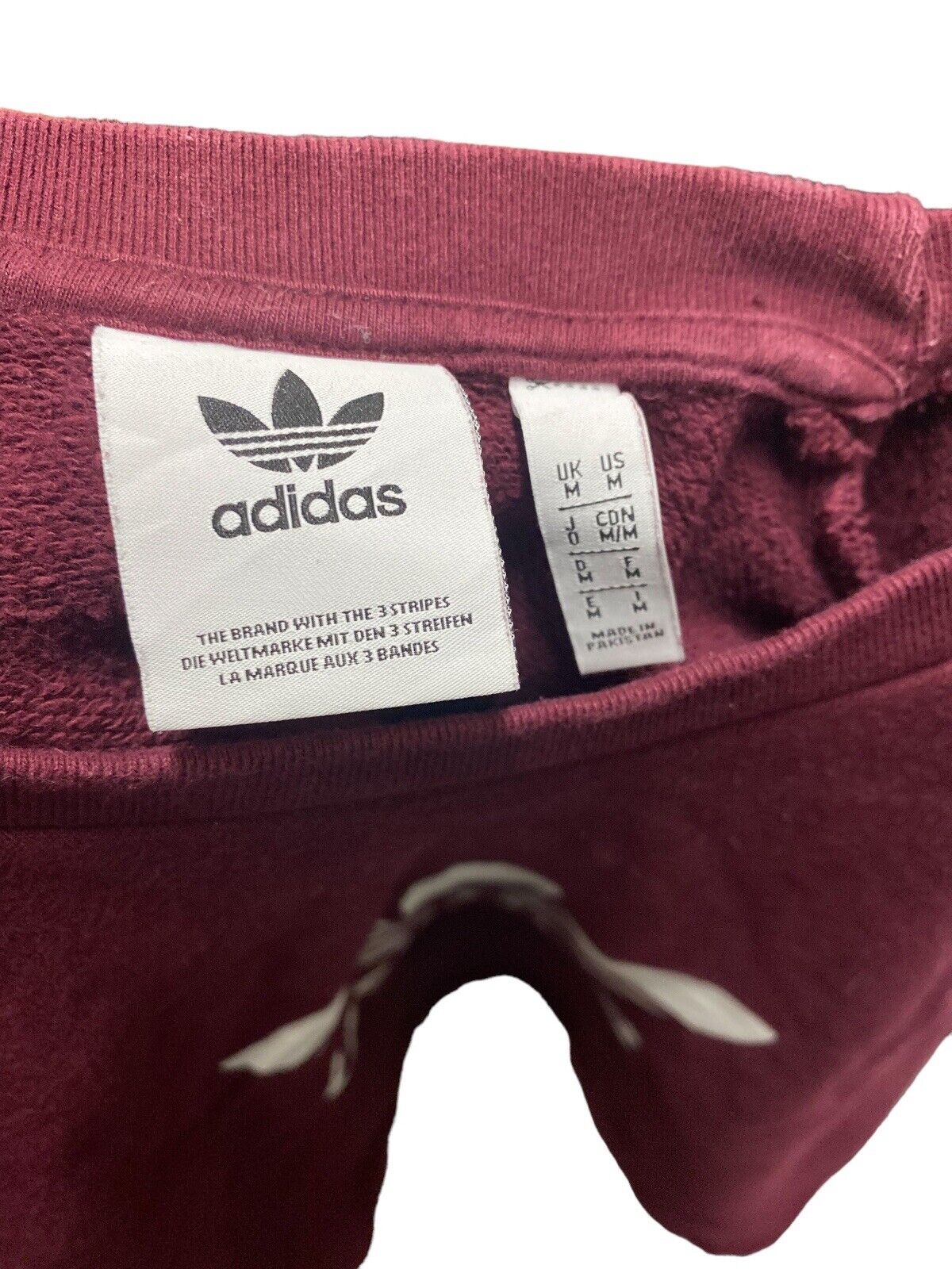 Adidas Originals Sweatshirt Jumper Burgundy Logo Mens M