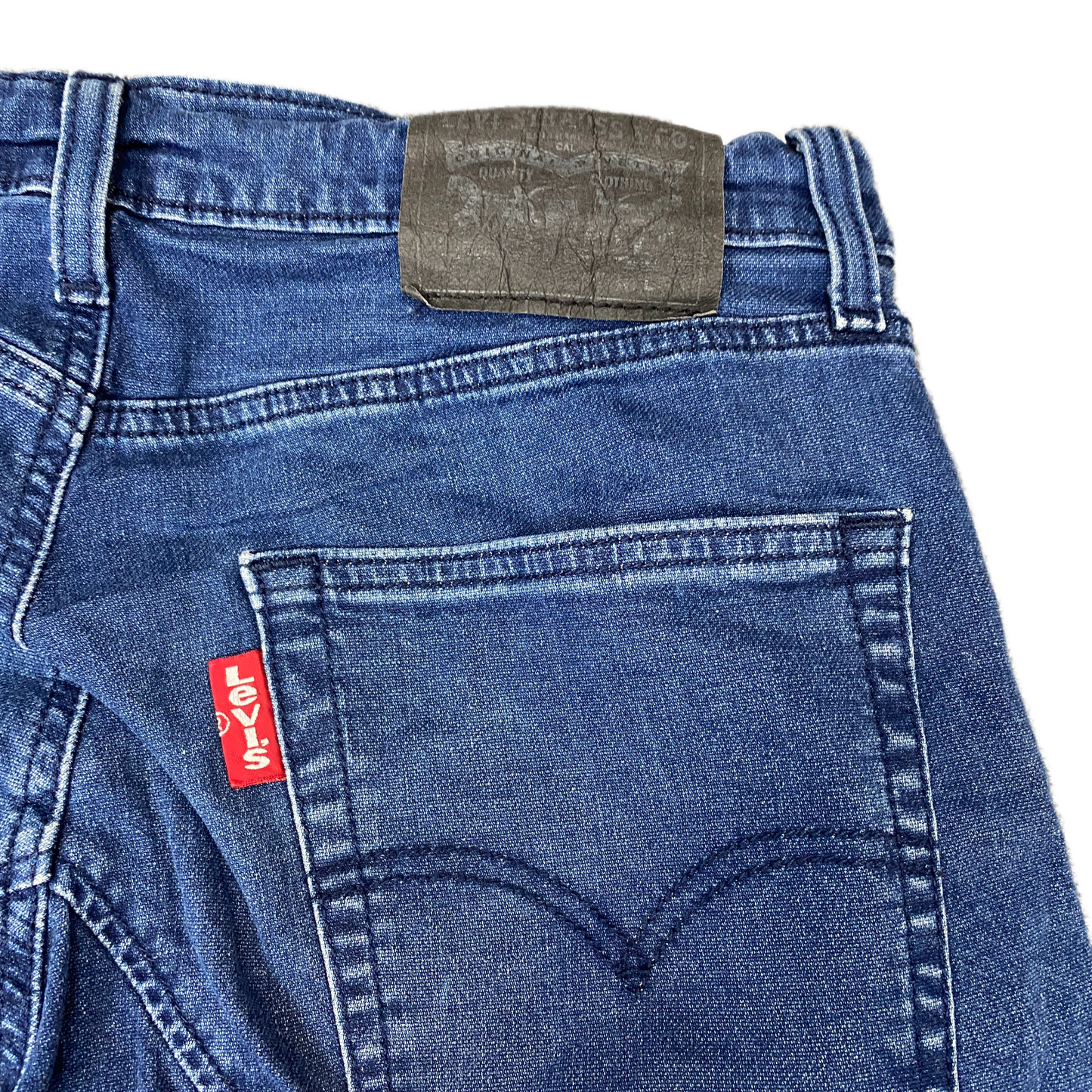 Levi's Jeans Fits as Mens 30" Waist Blue Denim Double Stitch Red Tab Drawstring
