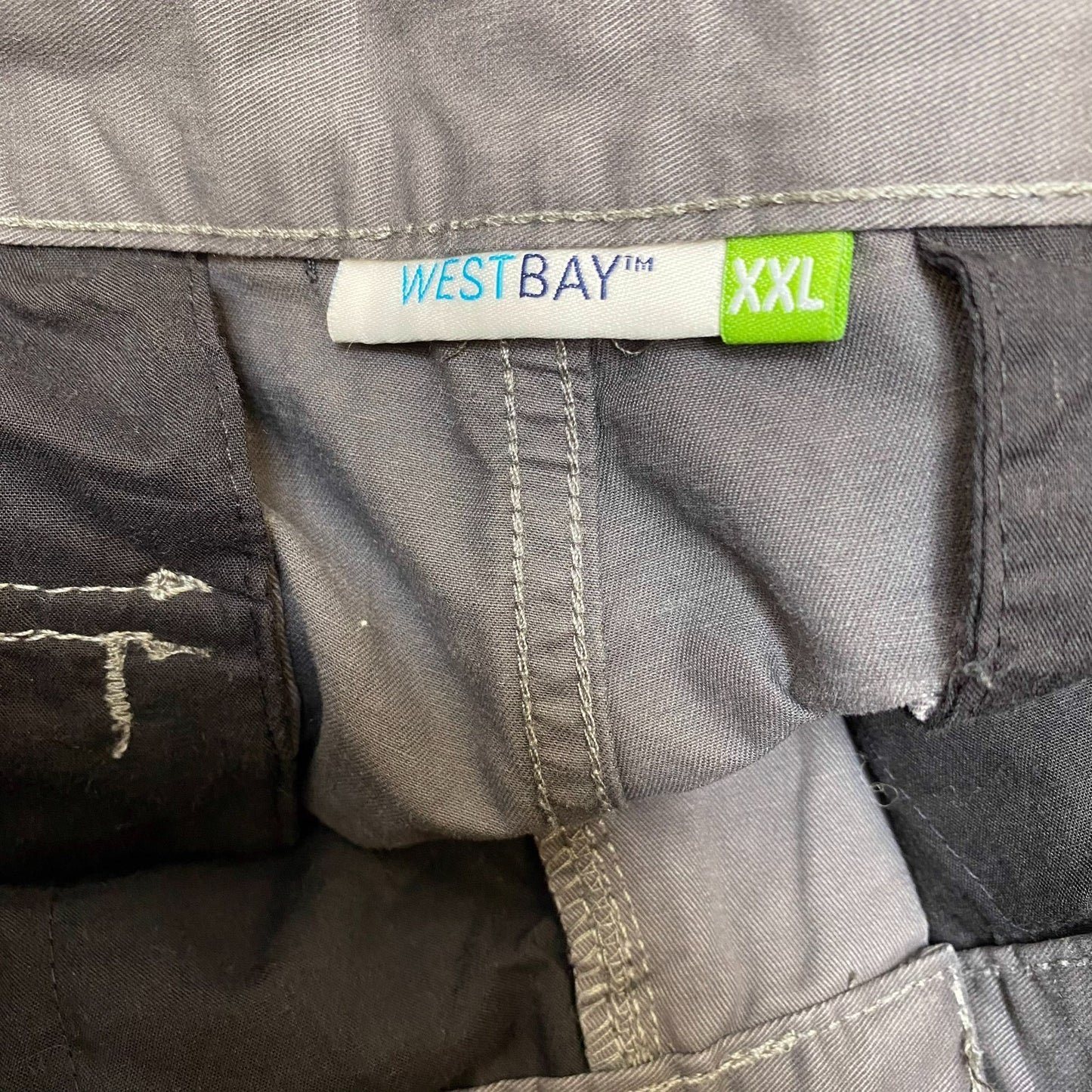 West Bay Cargo Pants Mens 2XL Grey Pockets Straight Leg Casual Flat Front Preppy