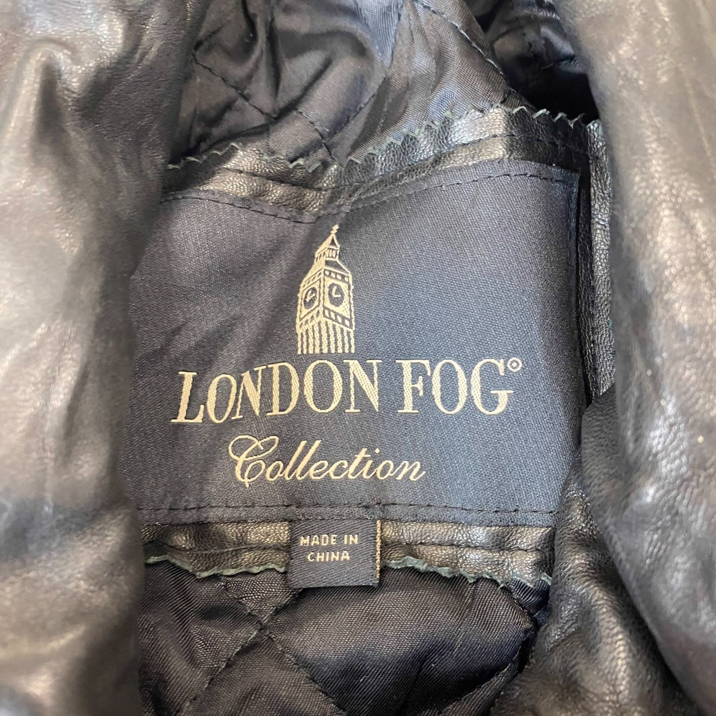 London Fog Jacket Mens M Black Genuine Leather Detail Pocket Full Zip Outdoor