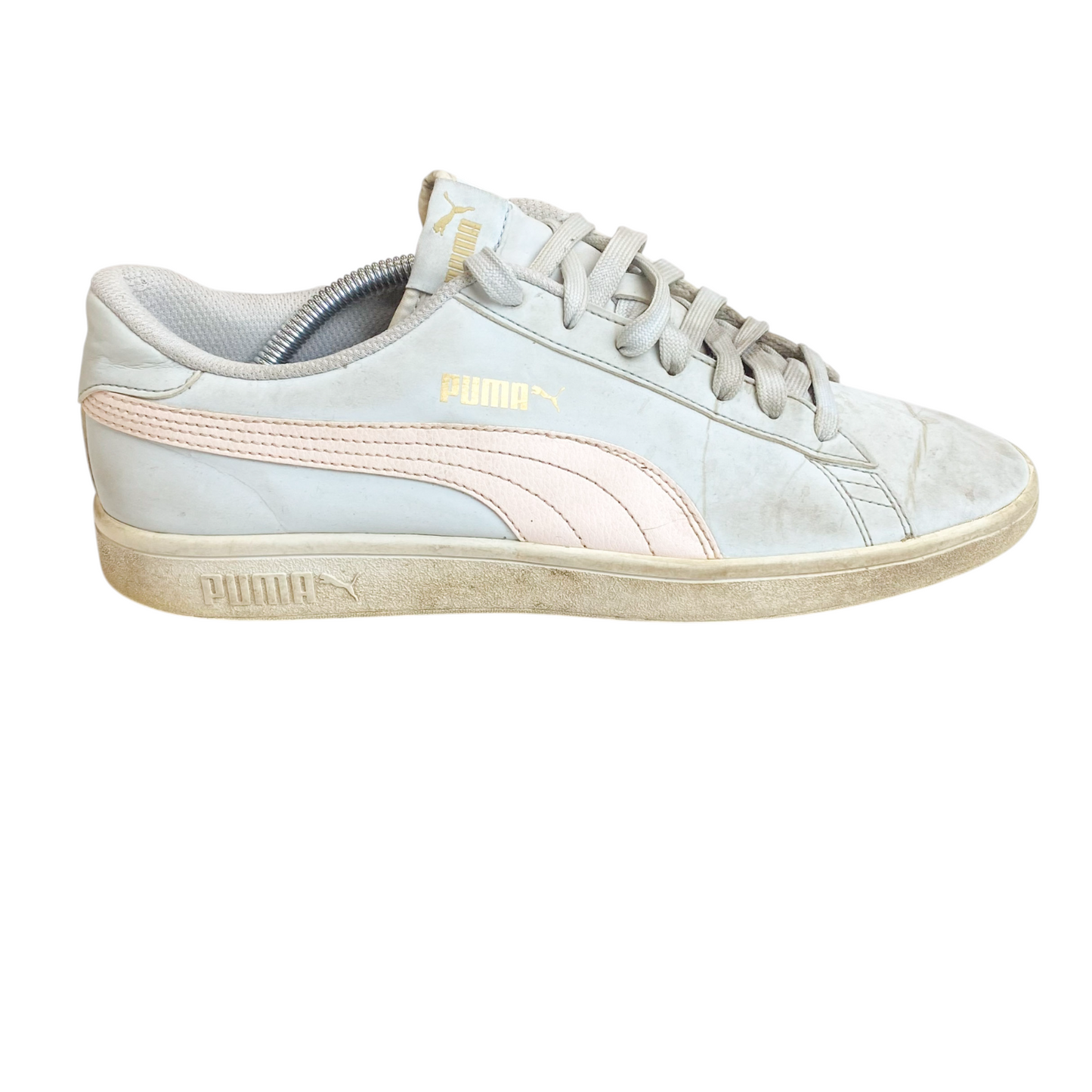 Puma Smash V2 Buck Trainer Low Sneakers Men's 8 White Synthetic Lace Up Comfort