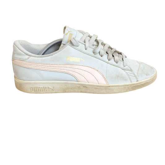 Puma Smash V2 Buck Trainer Low Sneakers Men's 8 White Synthetic Lace Up Comfort