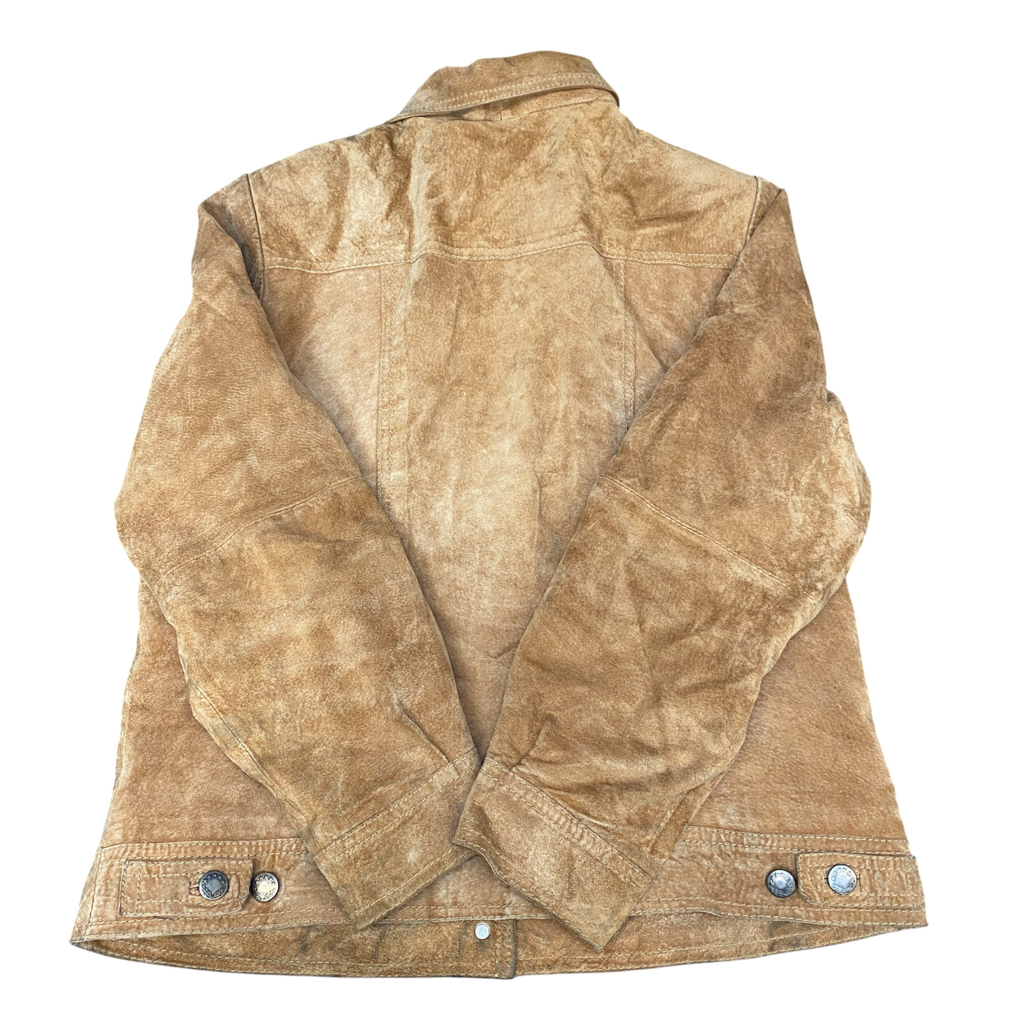 TCM Genuine Leather Blazer Jacket Women Medium Brown Lined Collared Button Front