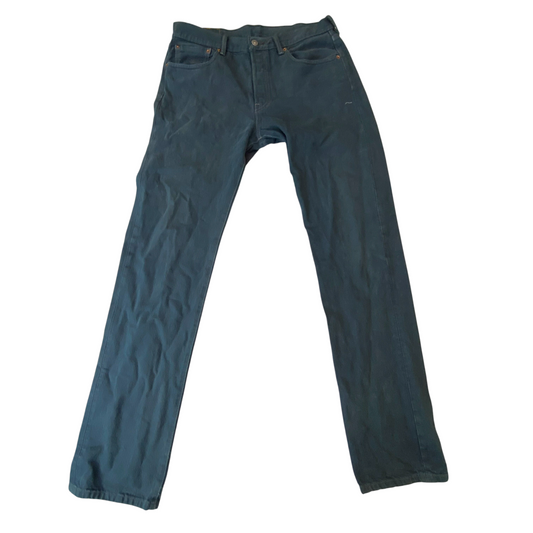 Levi's 501 Jeans Mens Medium Green Denim Straight Fit Medium Wash Pockets
