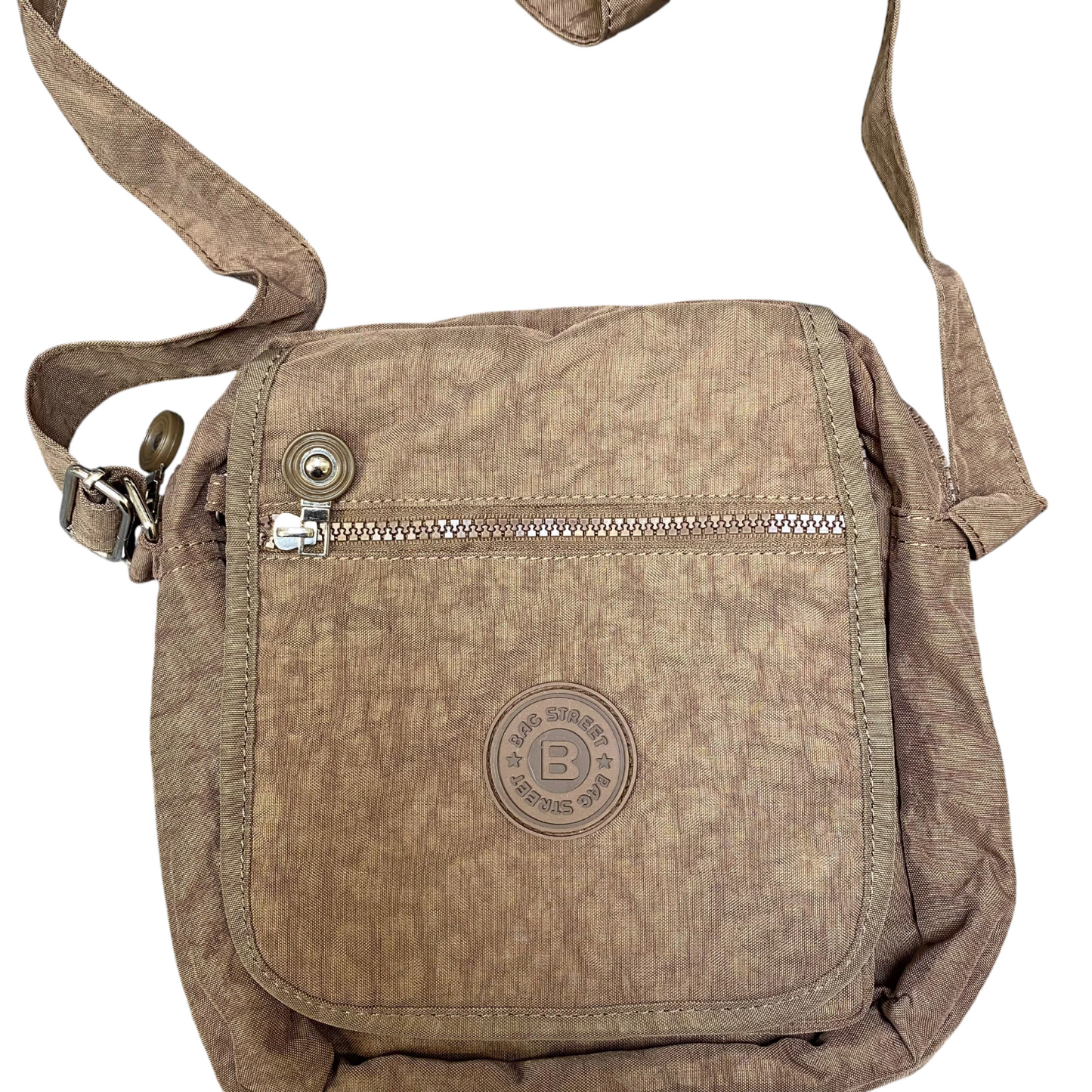 Bag Street Crossbody Bag Womens Brown Stylish Horizontal Single Flap Zip Closure