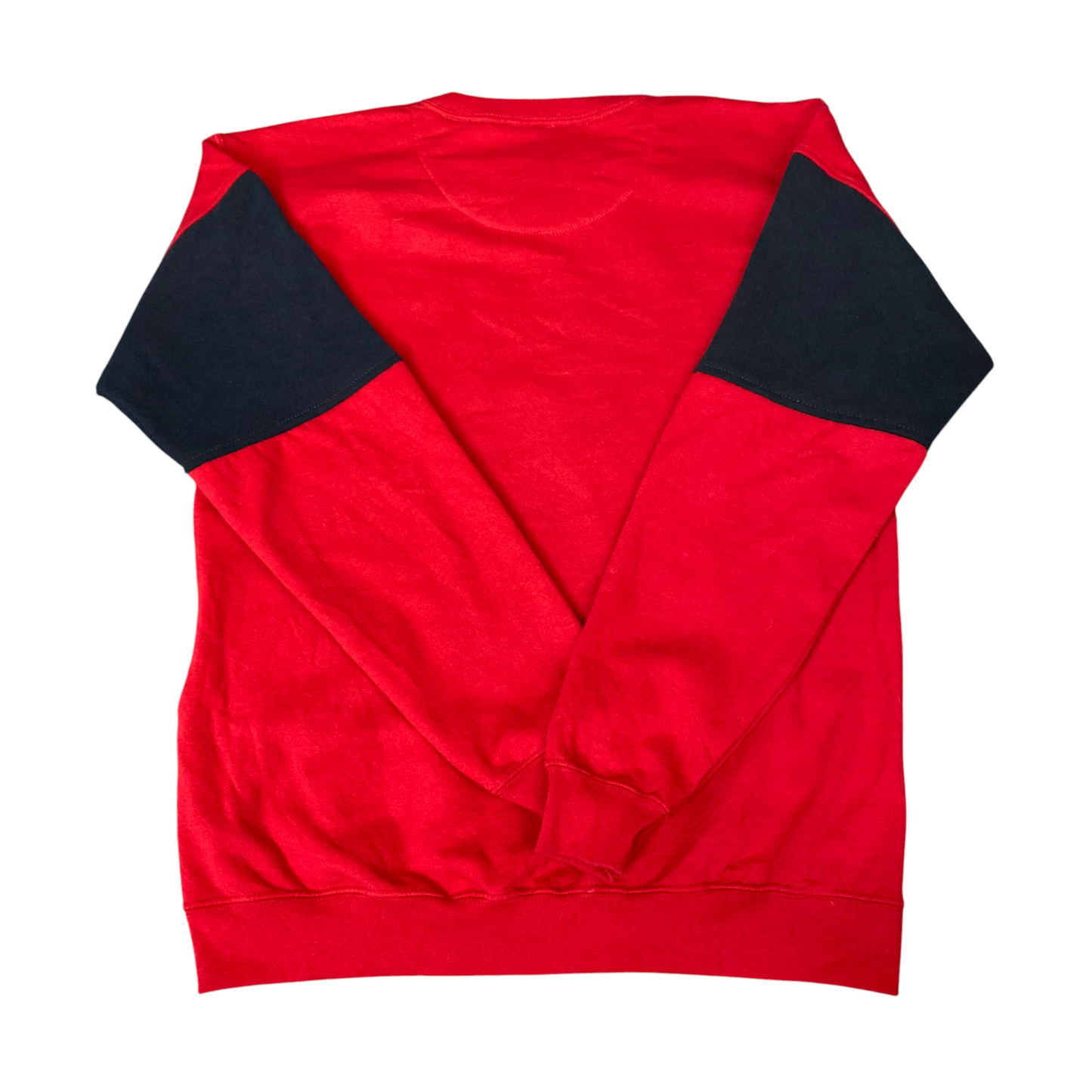Nike Reworked Sweatshirt Mens Small Red Black Embroidered Spellout Logo Vtg Y2K