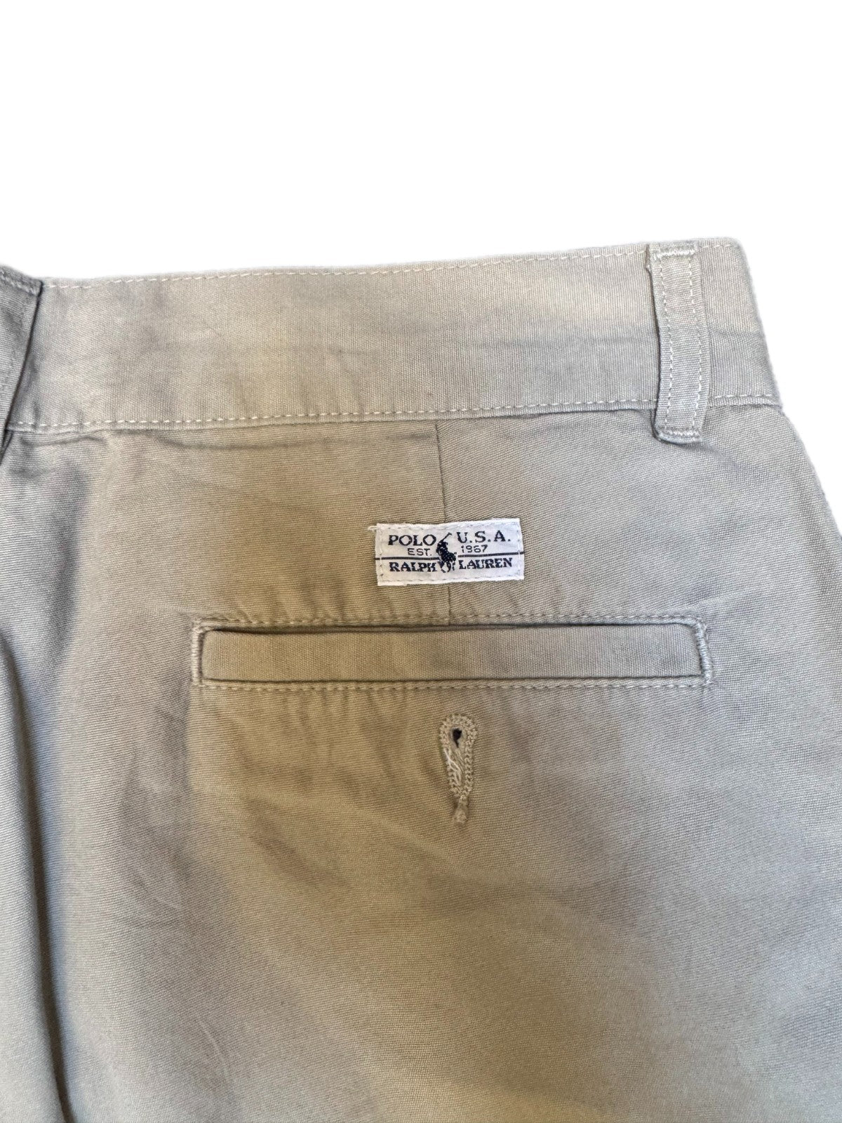 Polo Ralph Lauren Chino Shorts Fits as Womens Medium 29" Waist Khaki Flat Front