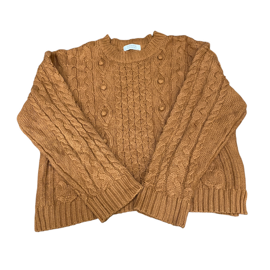 Lowrys Farm Jumper Womens Medium Bronze Cable Knit Bobble Long Sleeve Crewneck