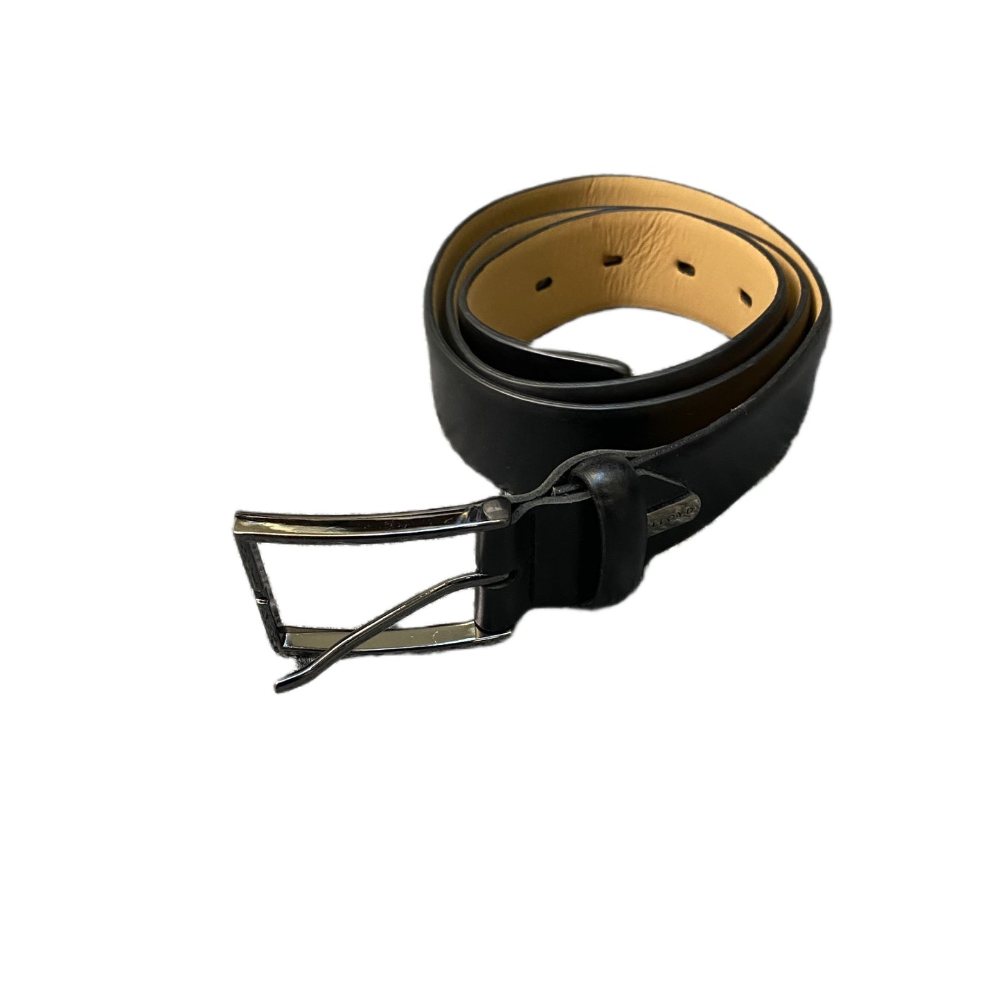 Lloyd Waist Belt Men Black Leather Adjustable Classic Silver Buckle 37 Inches