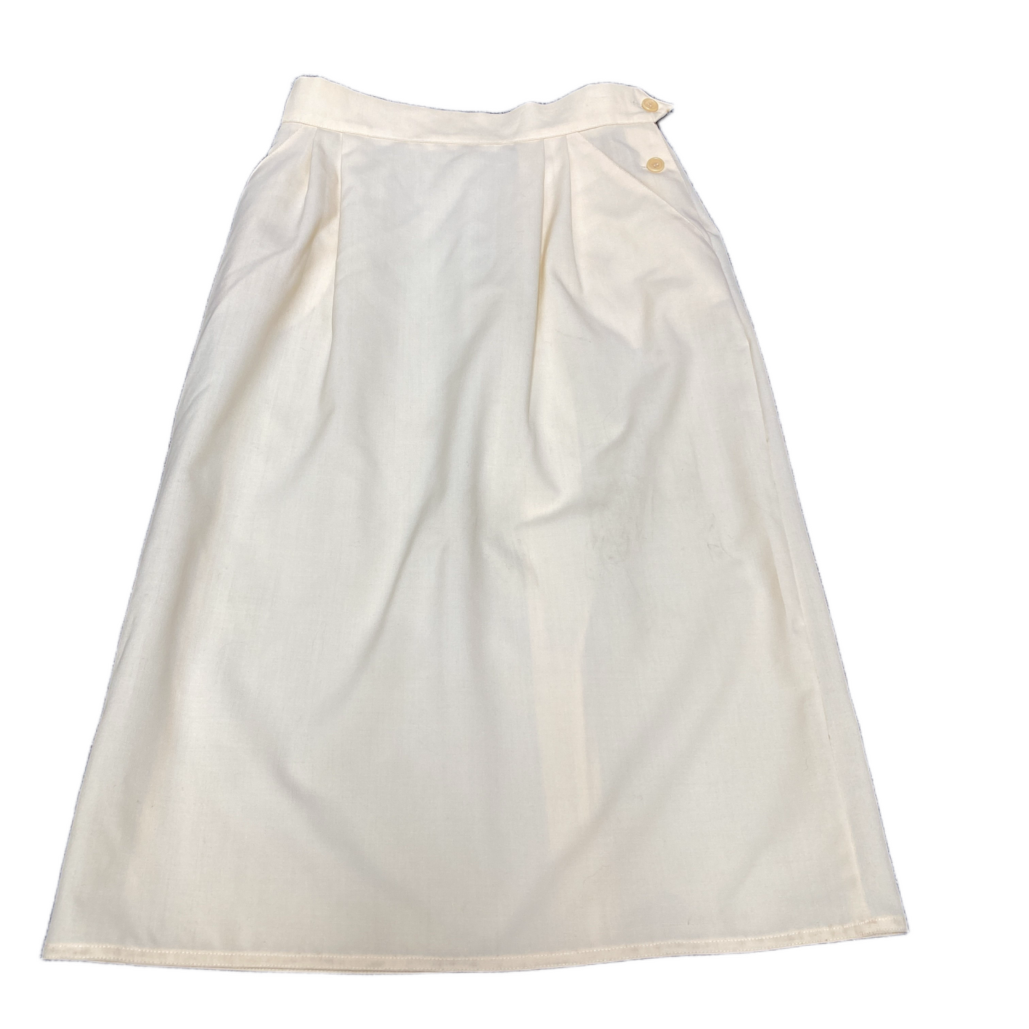Marella A-Line Midi Skirt Fits as Womens 25" Waist White Vented High Waisted