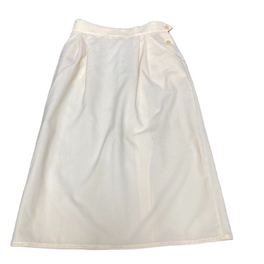Marella A-Line Midi Skirt Fits as Womens 25" Waist White Vented High Waisted