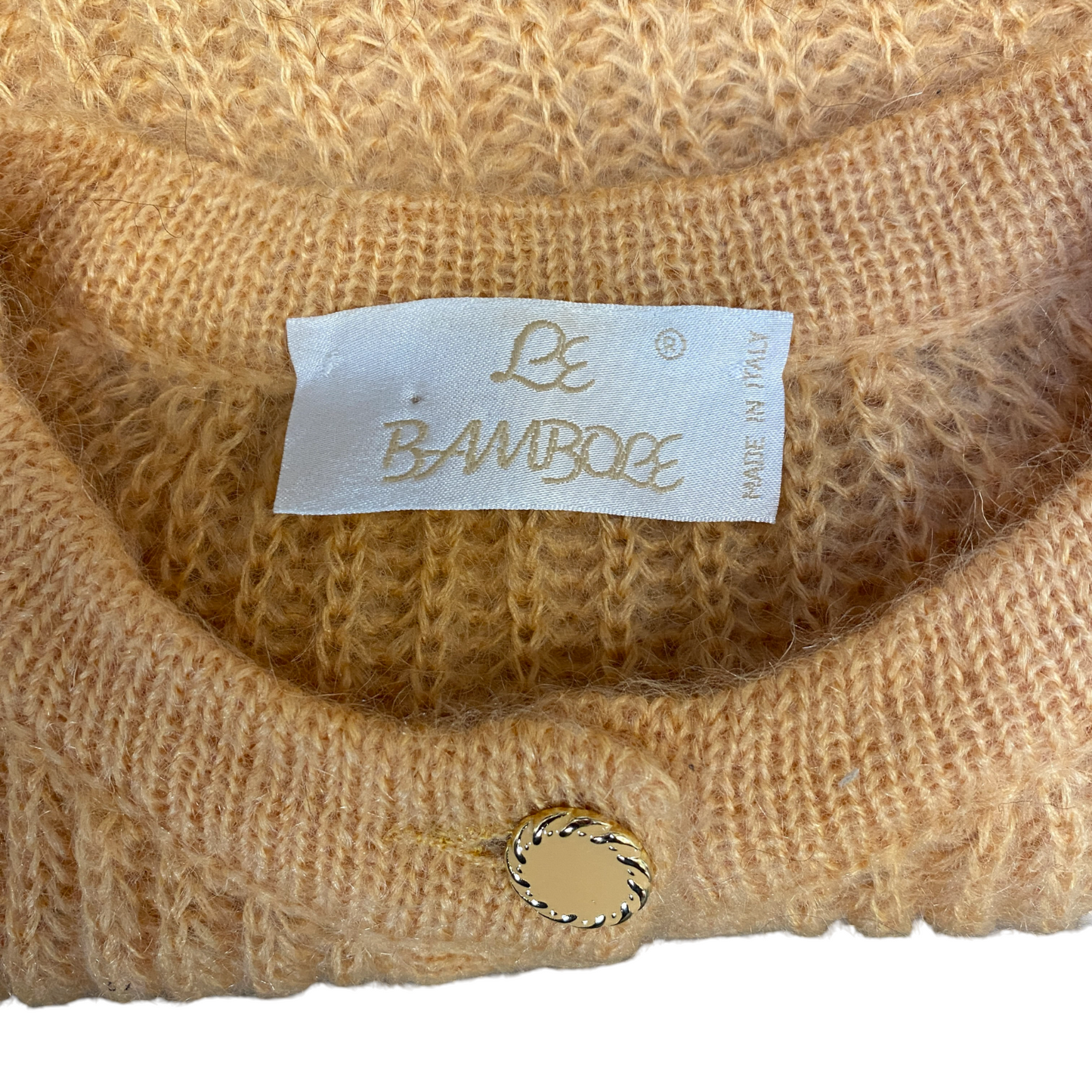 Le Bambole Cardigan Jumper Womens Large Tan Fuzzy Knit Long Sleeve Button Front