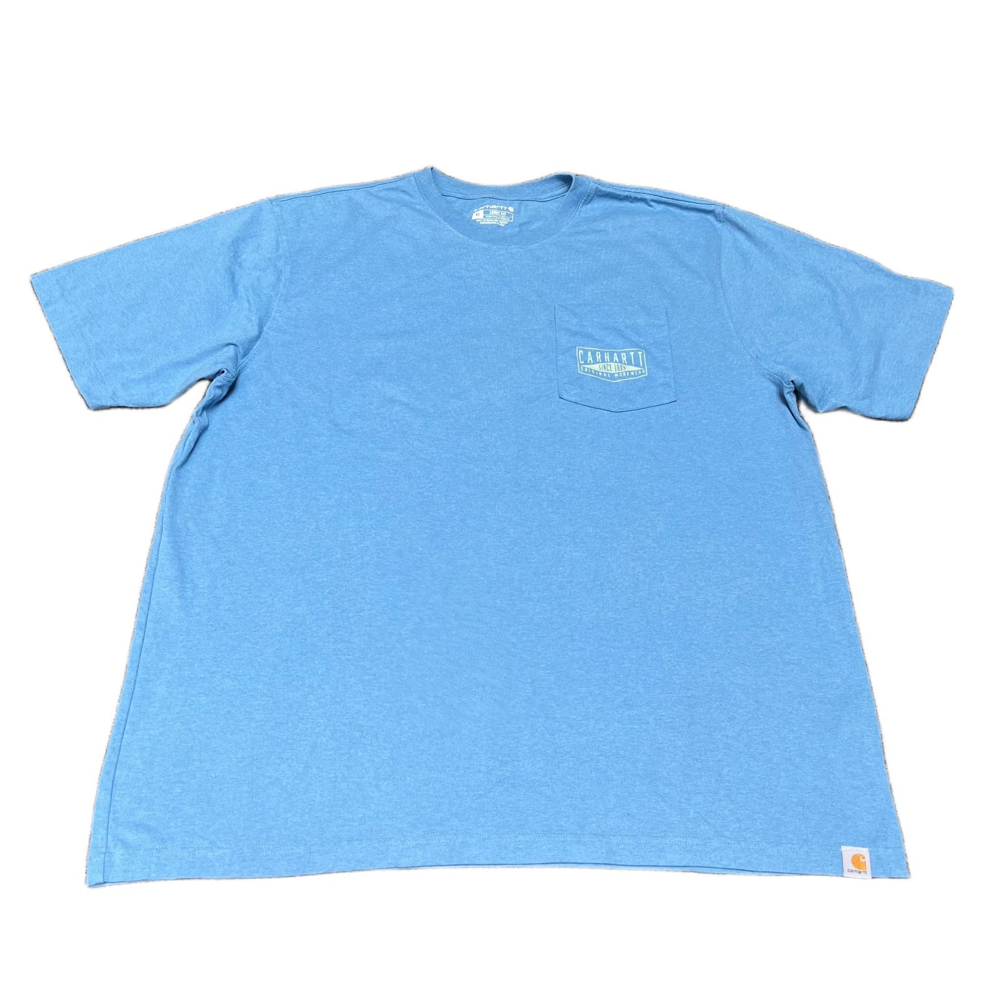 Carhartt Pocket T-Shirt Men XL Blue Loose Fit Short Sleeve Workwear Pullover Tee