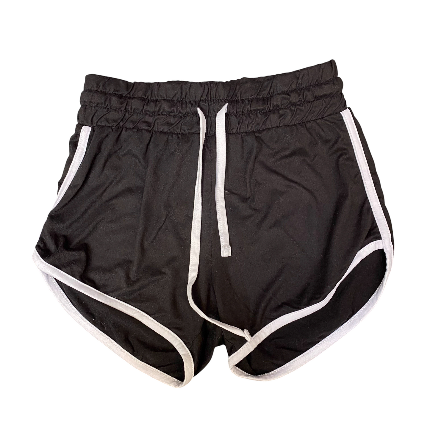 Running Sprinter Shorts Womens Small Black Athletic Drawstring Waist Dolphin Hem