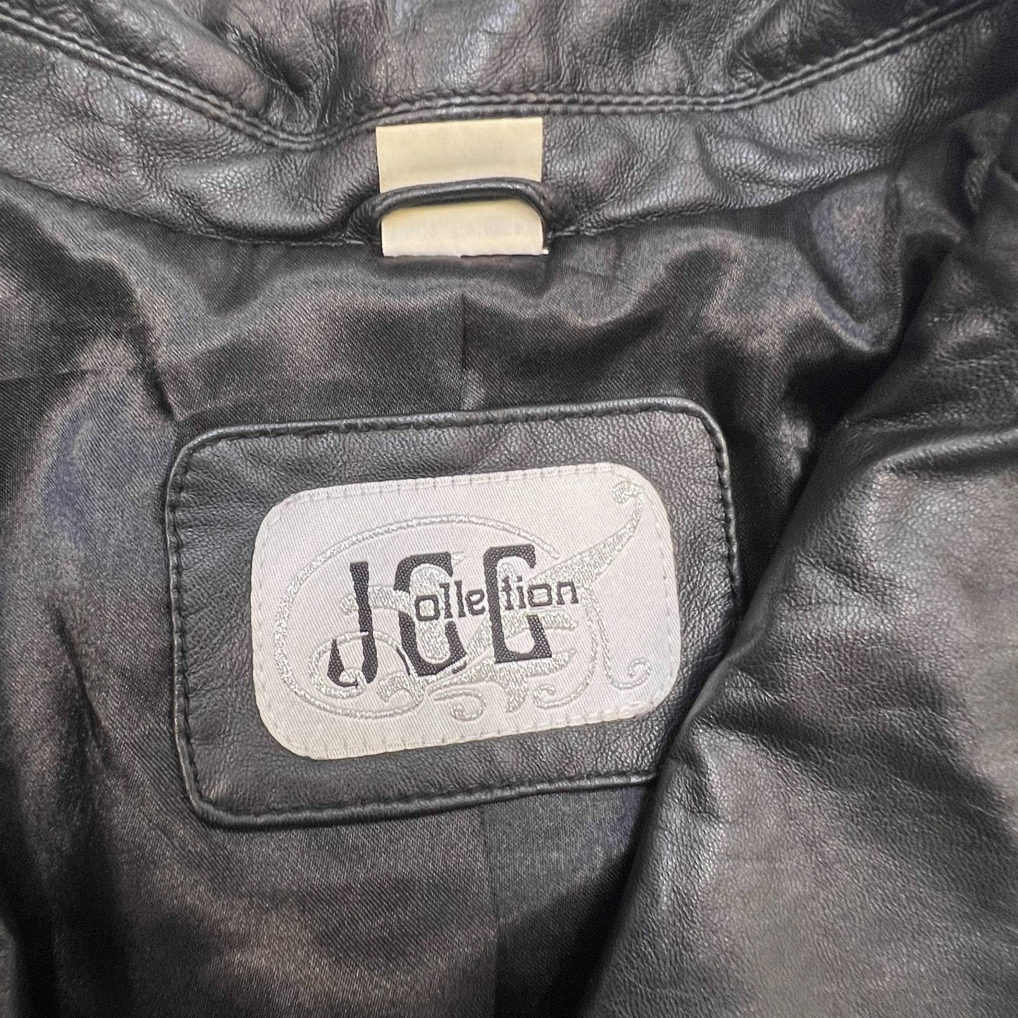 JC Collection Faux Leather Jacket Womens M Black Lined Single Breasted 2 Button