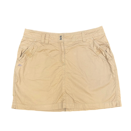 Quechua Mini Skirt Womens XXL Cream Canvas Pockets Flat Front Back Slit Outdoor