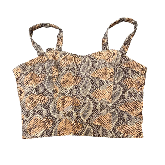 Dynamite Corset Top Womens M Brown Snake Print Wide Straps Outdoor Pullover