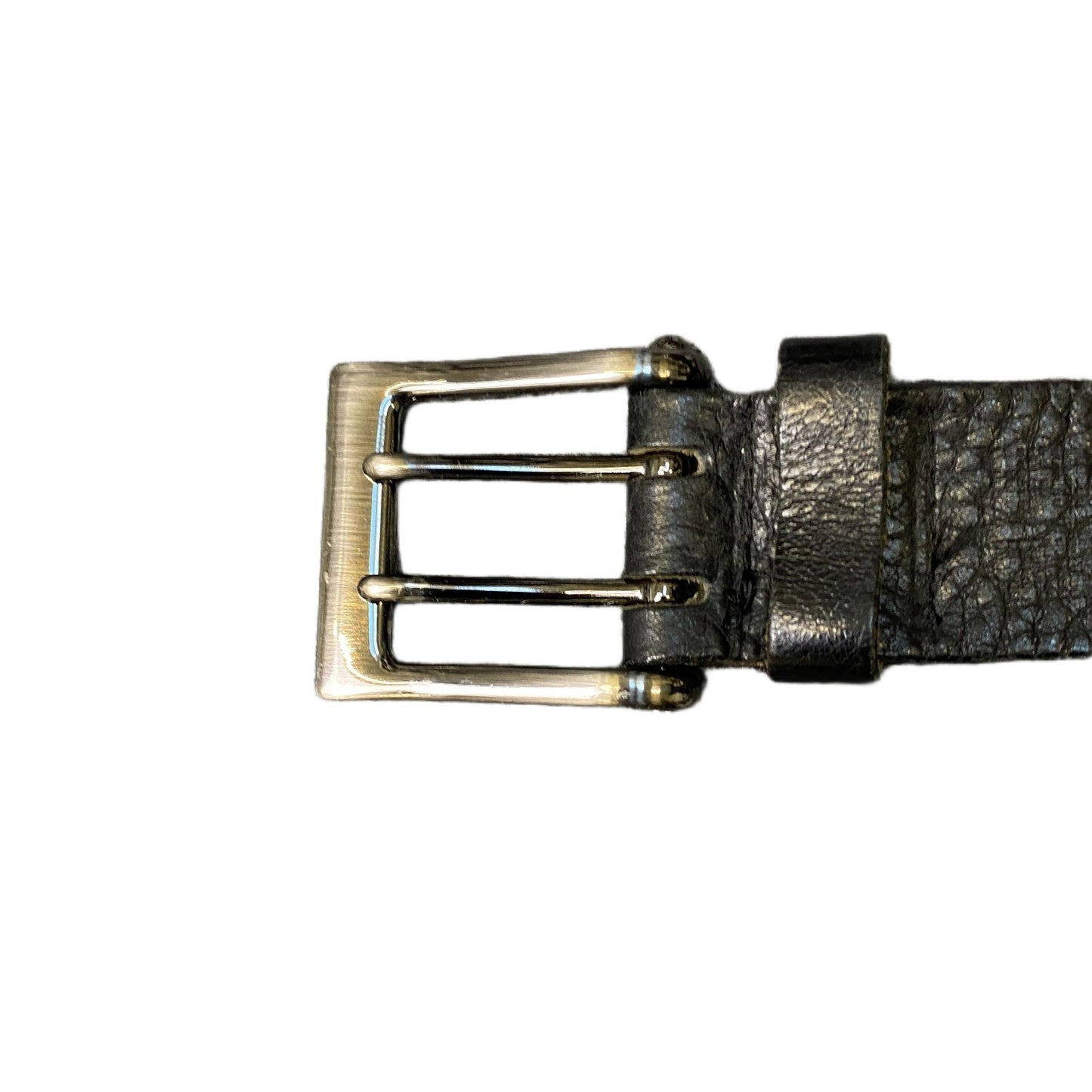 Projek Raw Waist Belt Mens Black Genuine Leather Double Prong Buckle 46.5 Inches