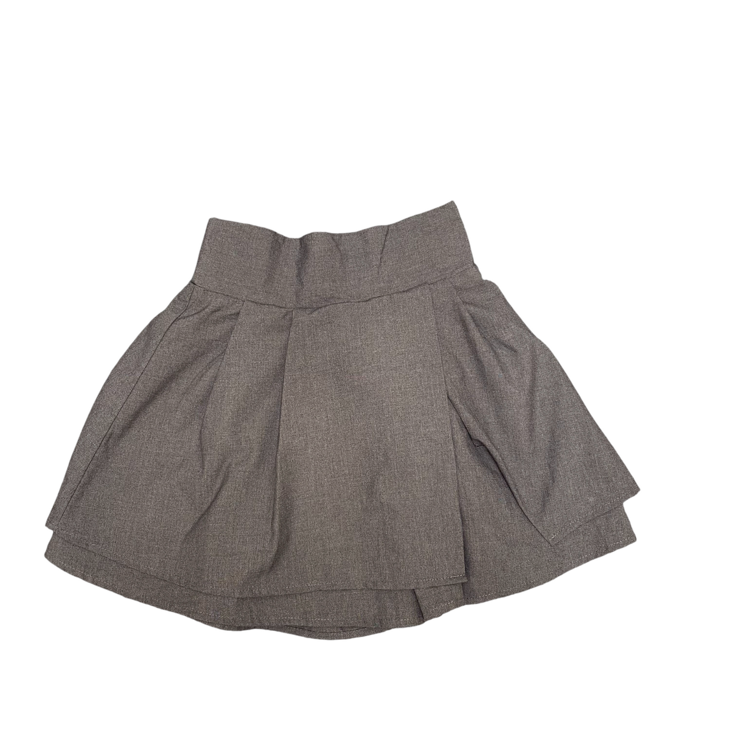 Womens Mini Skirt M Grey High Waisted Pleated Elastic Waist Pull On Comfort