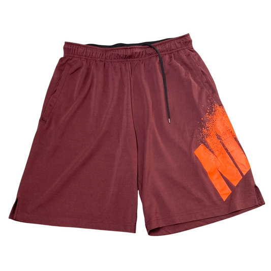 Nike Running Shorts Mens Large Red Dri Fit Elastic Waist Drawstring Swoosh Logo