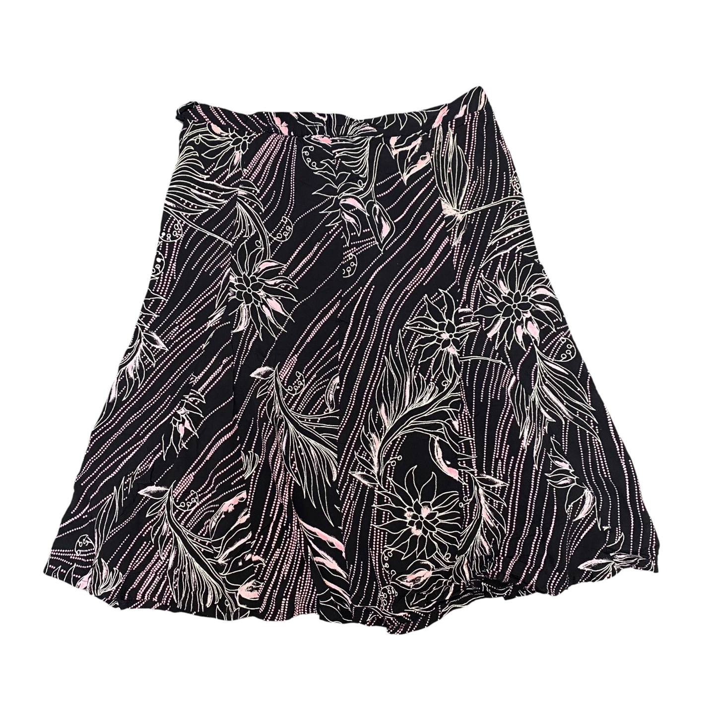 Blanche Porte Qualité A Line Skirt Womens XL Black Pink Floral Lined Side Zip
