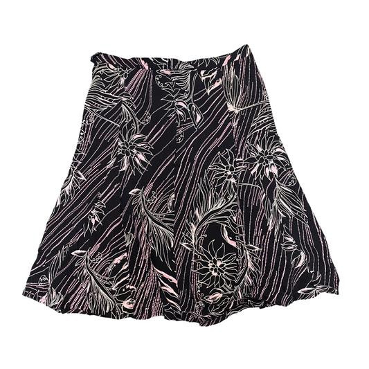 Blanche Porte Qualité A Line Skirt Womens XL Black Pink Floral Lined Side Zip