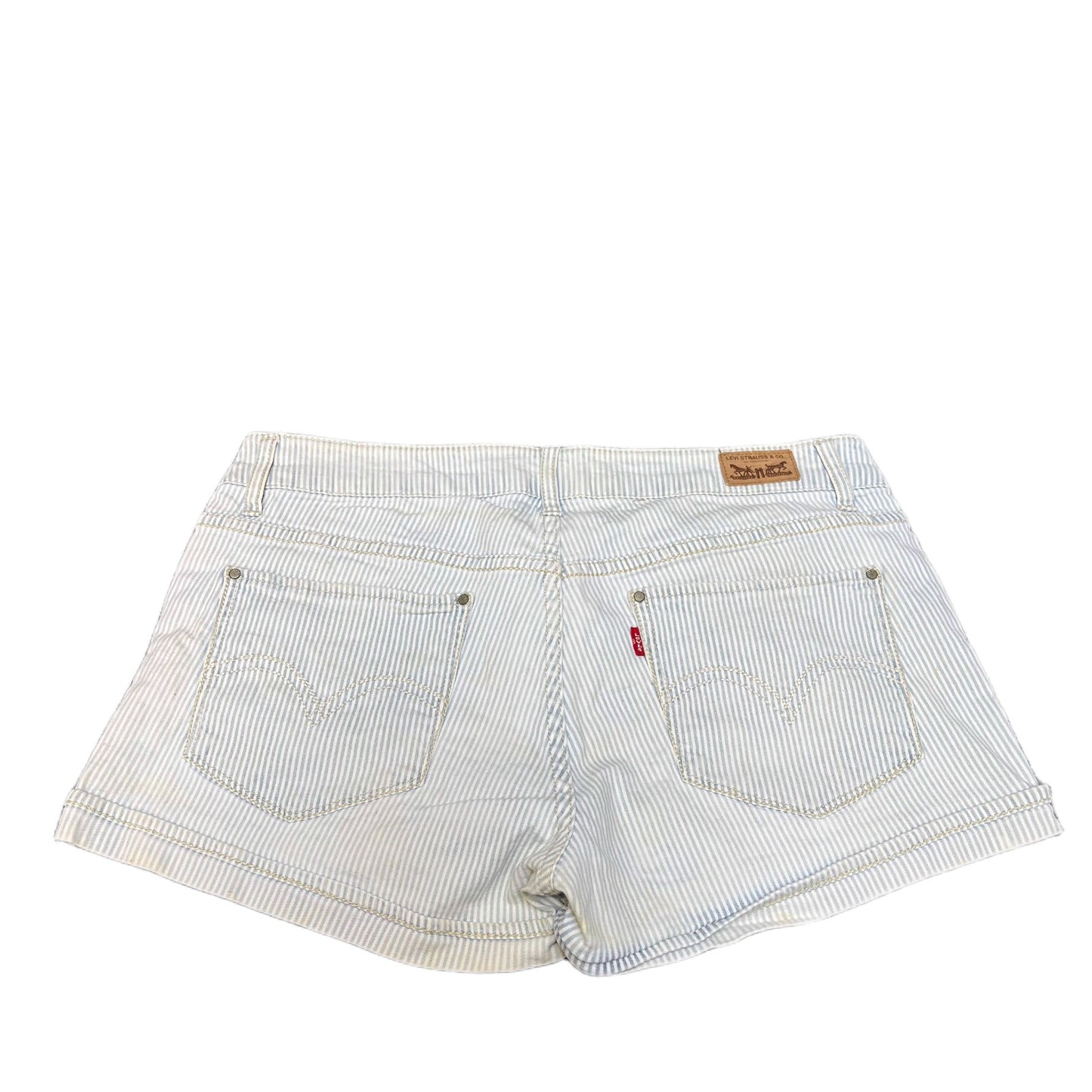 Levi's Shorty Short Fits as Womens XL 33" Waist Blue White Stripe Denim Red Tab