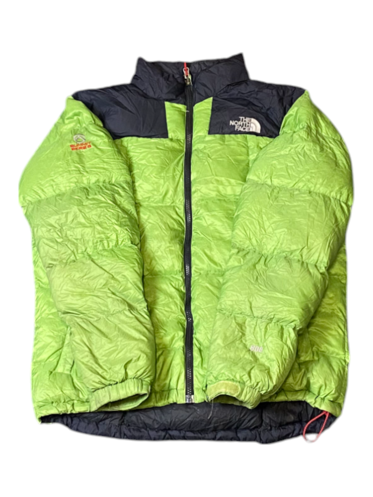 The North Face Nuptse 800 Down Puffer Jacket Mens M Green Black Softshell Zip Up