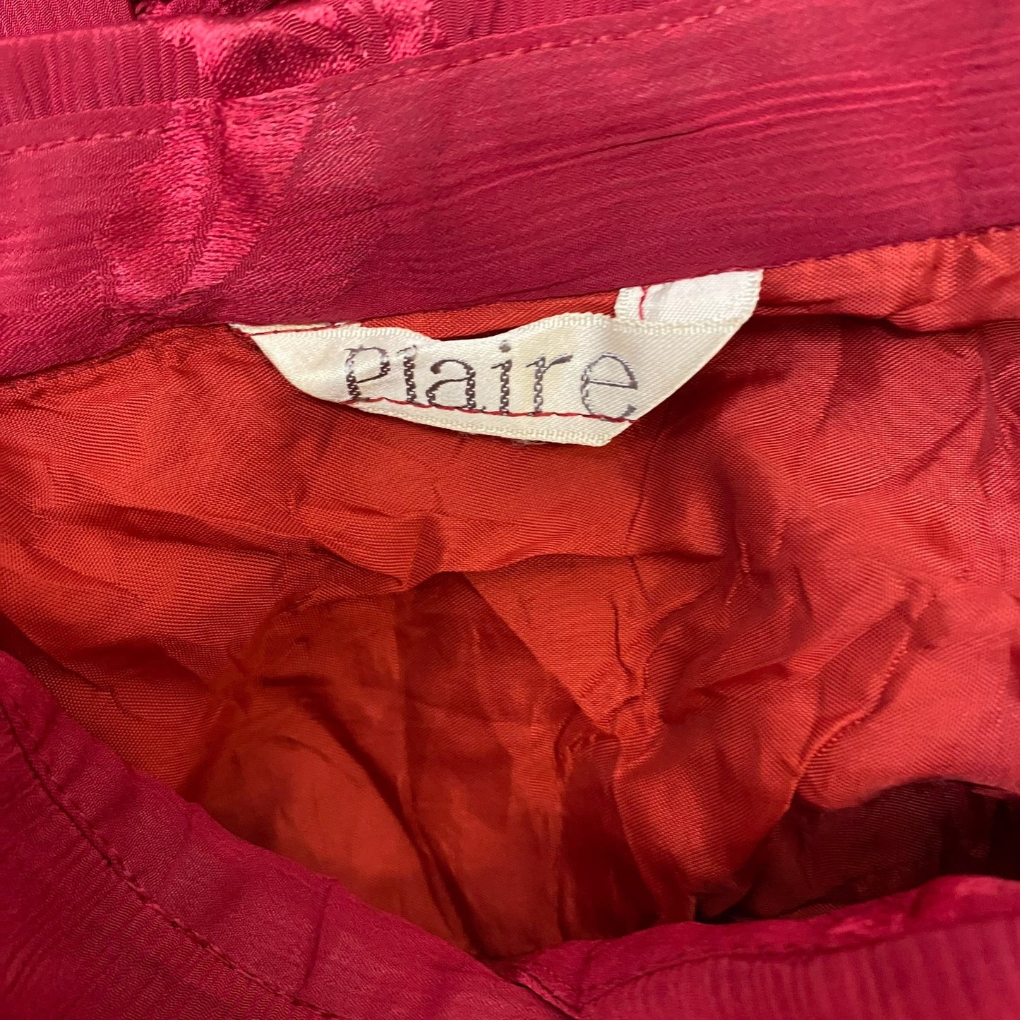 Plaire Dress Womens M Red Floral Silk Pleated Long Sleeve Collared Button Front