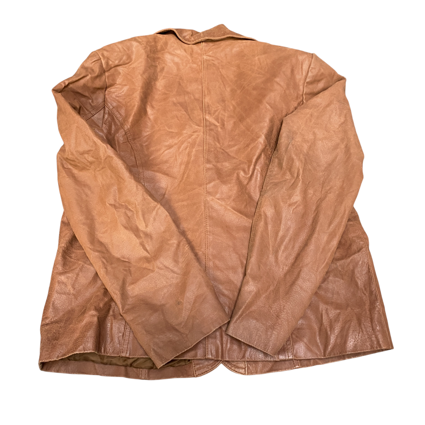 Womens Genuine Leather Blazer Jacket Womens M Brown Notch Lapel Single Breasted