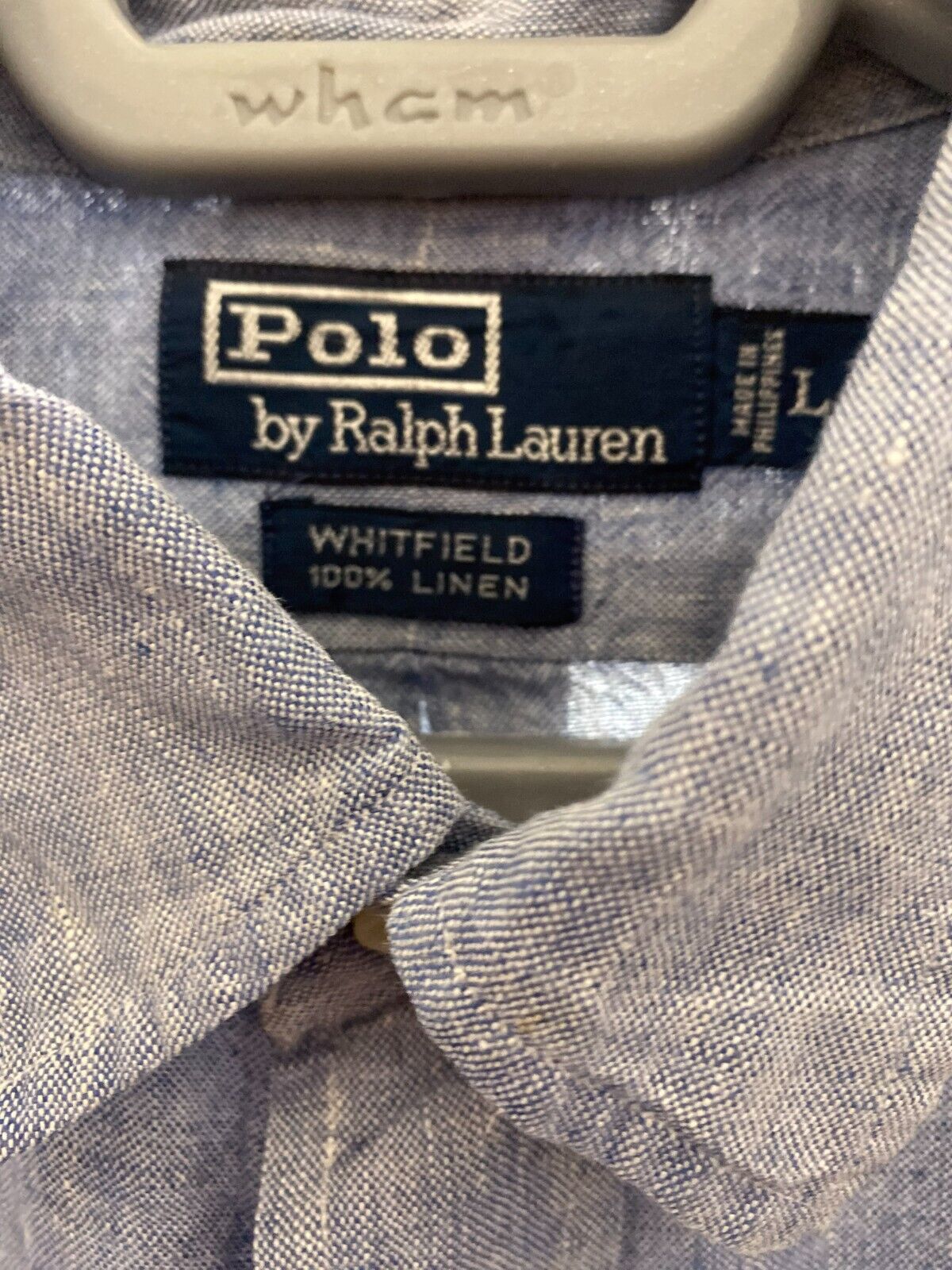 Ralph Lauren Shirt Men Large Blue Whitfield Linen Flap Pocket Casual Button Down