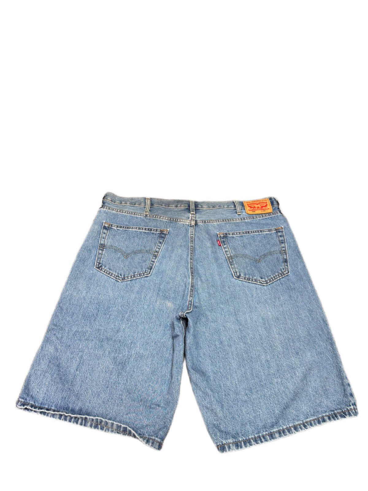 Levi's 469 Jean Shorts Fits as Mens XL 42" Waist Blue Denim Loose Fit Red Tab