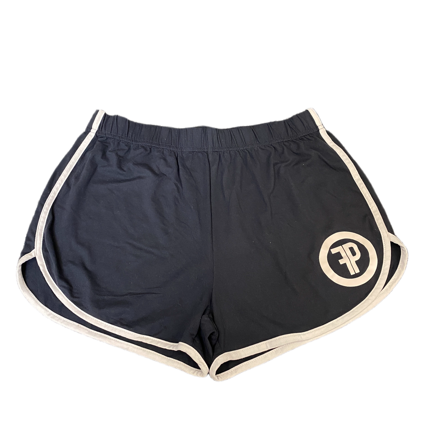 Running Sprinter Shorts Womens M 28" Waist Black White Gym Workout Dolphin Hem