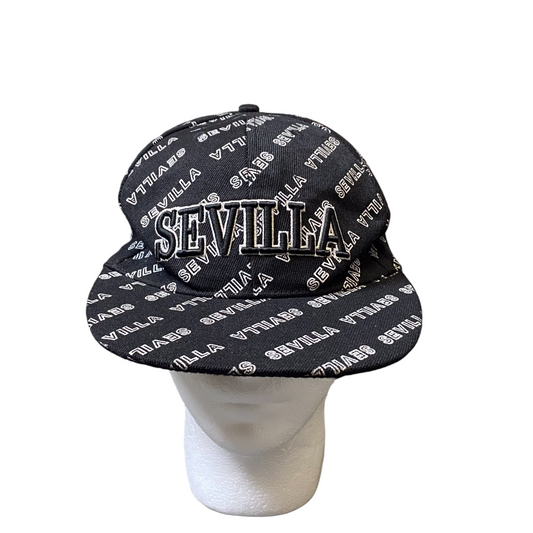 Sevilla Baseball Cap Mens 58cm Black Acrylic Singapore Flat Brim Adjustable Hat