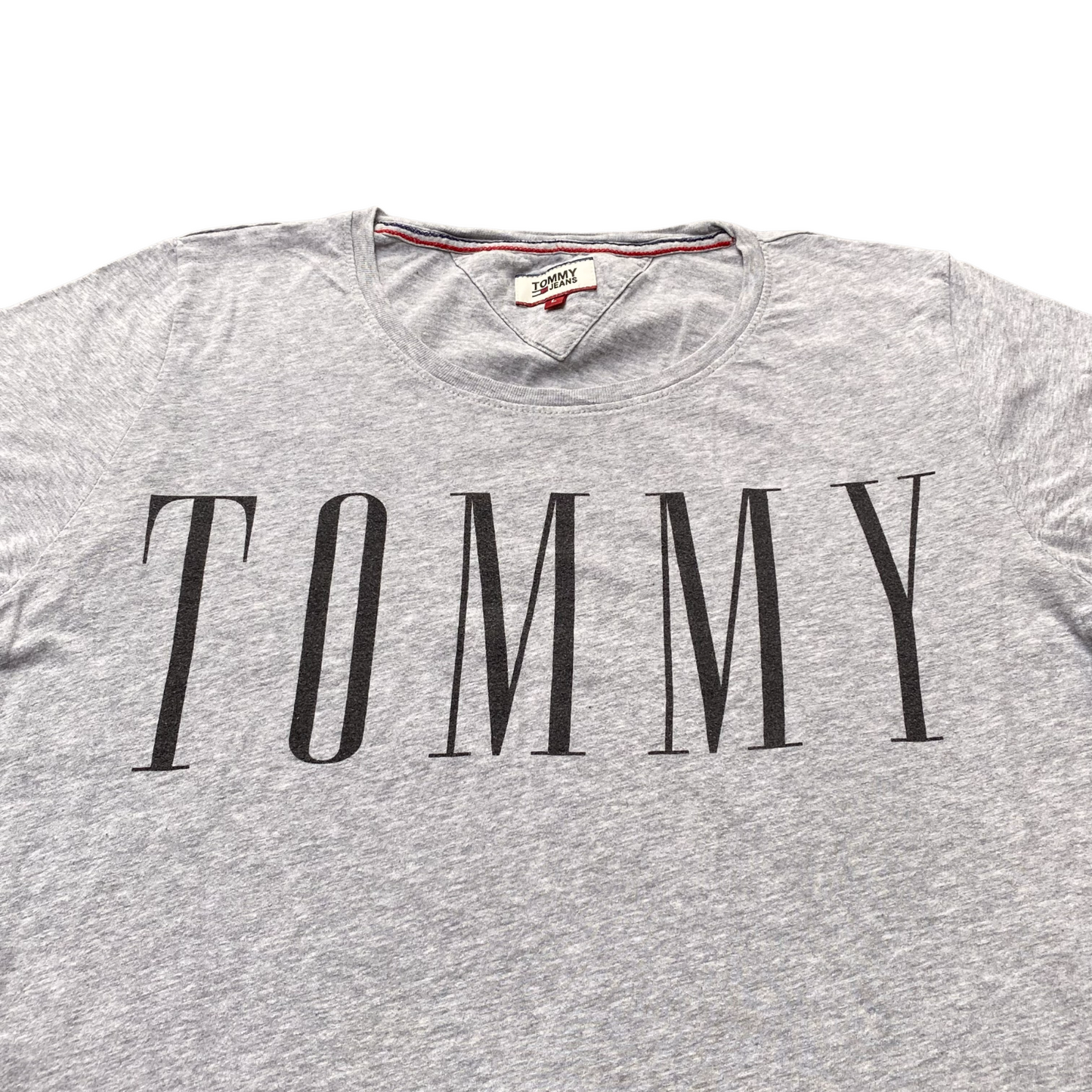 Tommy Jeans T Shirt Womens Large Grey Short Sleeve Crewneck Spellout Pullover