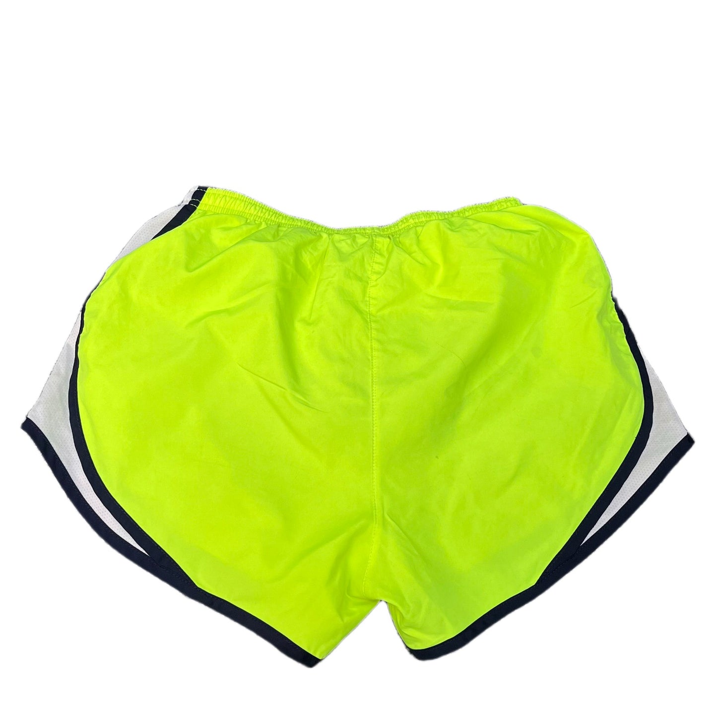 Nike Dri-Fit Running Shorts Womens S 24" Waist Neon Green Workout Dolphin Hem