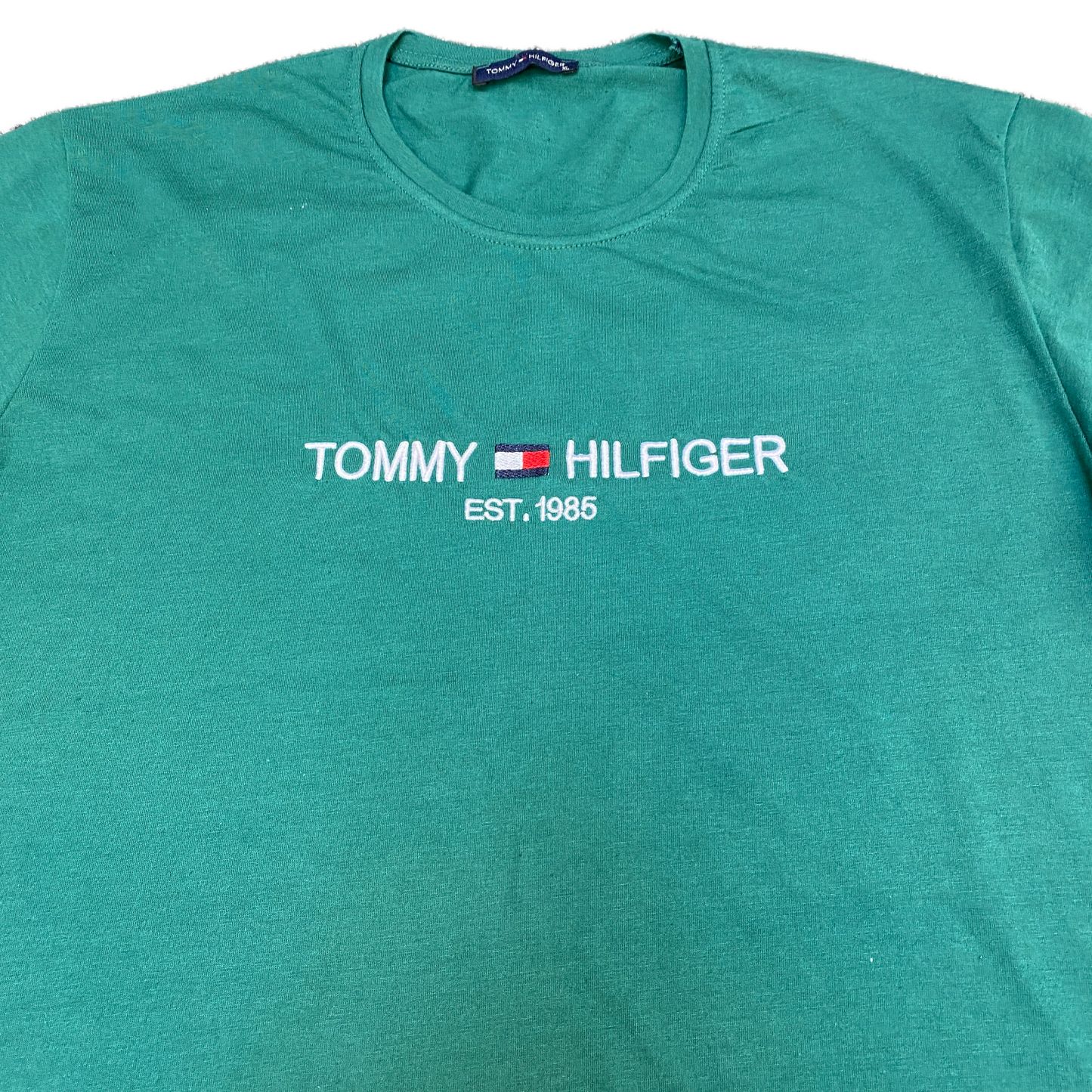 Tommy Hilfiger Shirt Mens XL Green Embroidered Logo Short Sleeve Crew Neck Tee