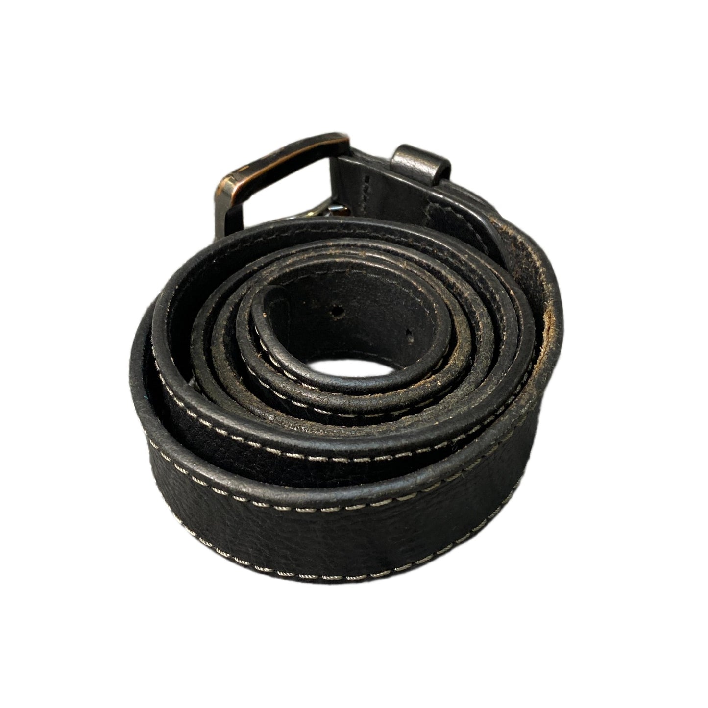 Waist Belt Mens Black Textured Leather Adjustable Silver Pin Buckle 51.5 Inches