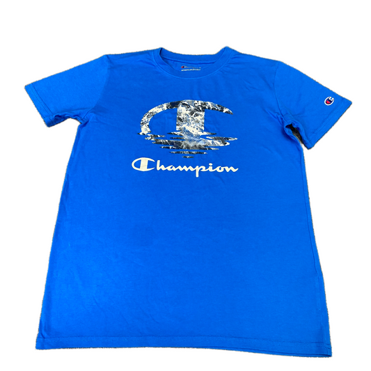 Champion Authentic Activewear T-Shirt Womens Medium Blue Graphic Logo Summer Tee