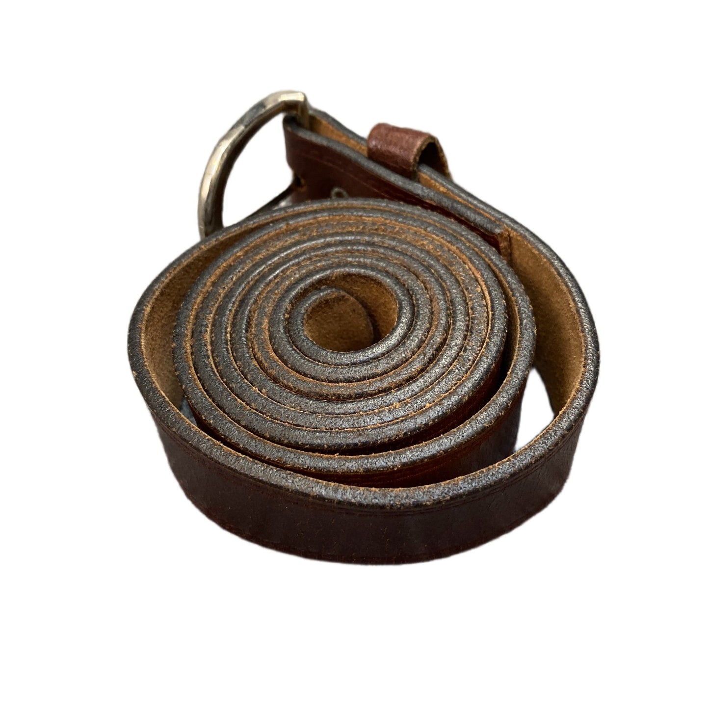 Waist Belt Mens Brown Leather Adjustable Classic Silver Pin Buckle 45.5 Inches