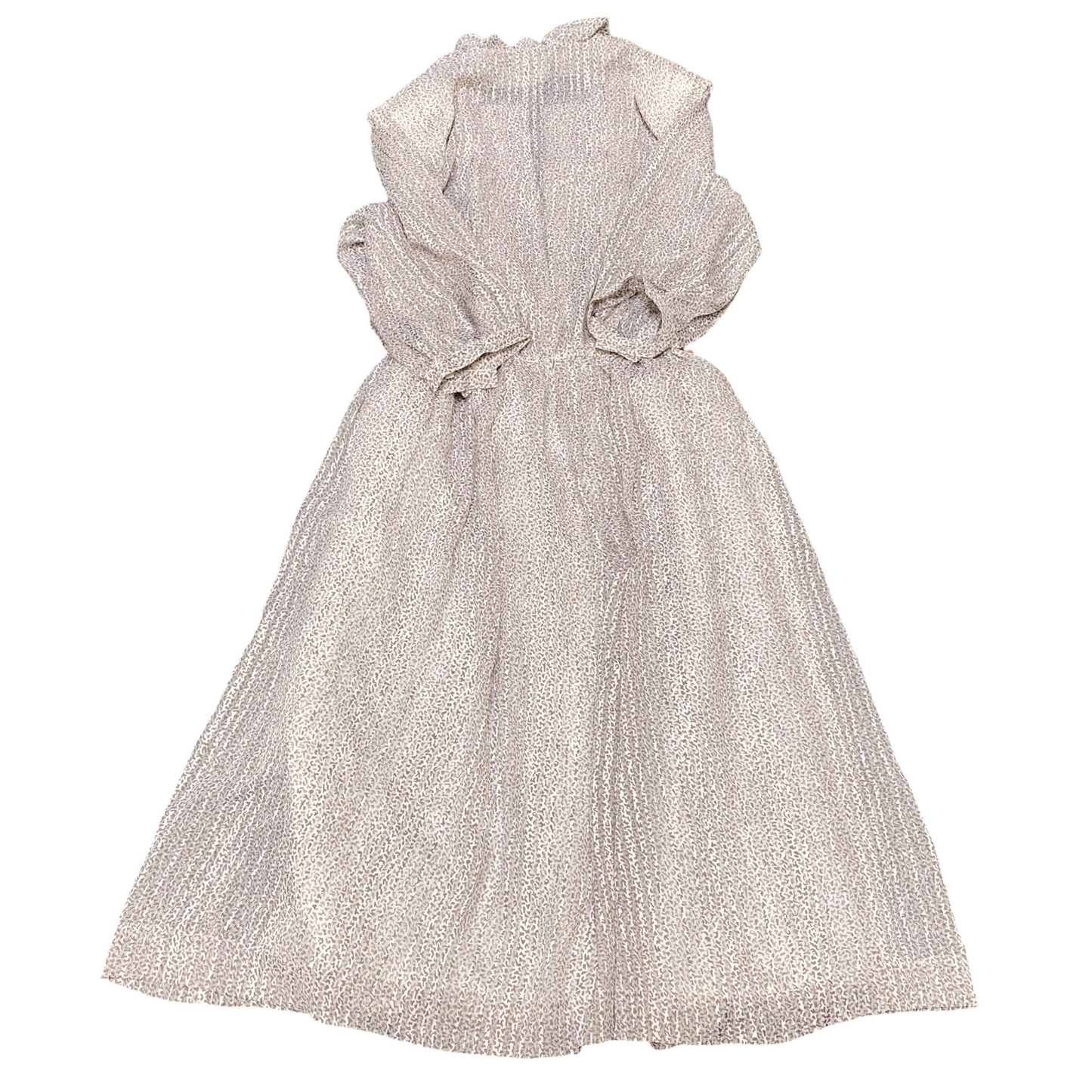 Vunefum Dress Womens S White Brown Geometric Pleated V Neck Pullover Outdoor